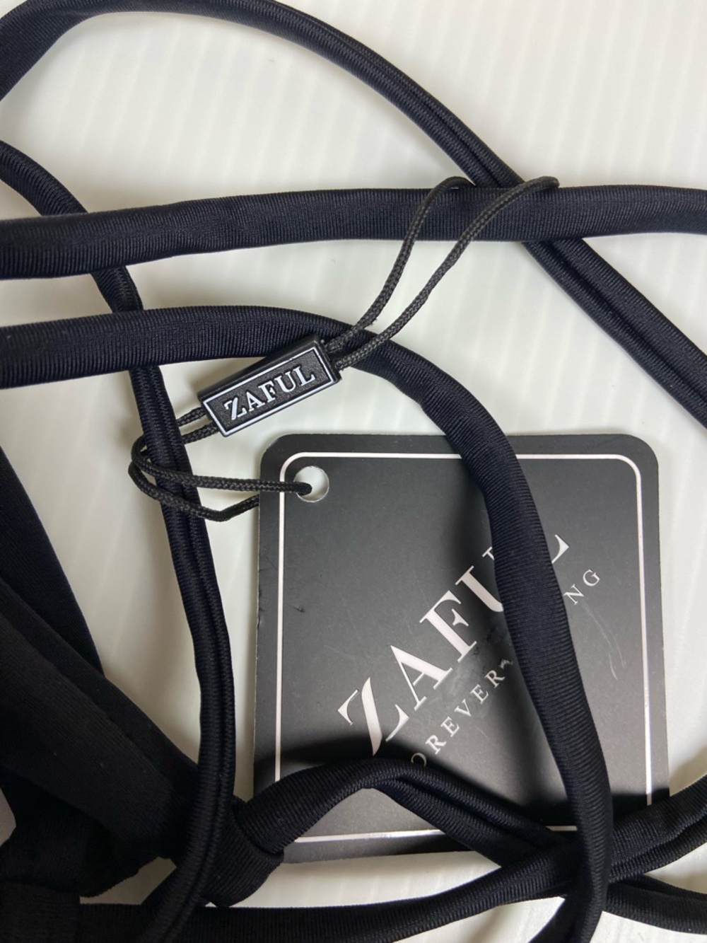 ZAFUL Black Bikini Set Medium Triangle Top High Cut Bottom NWT - Picture 2 of 14